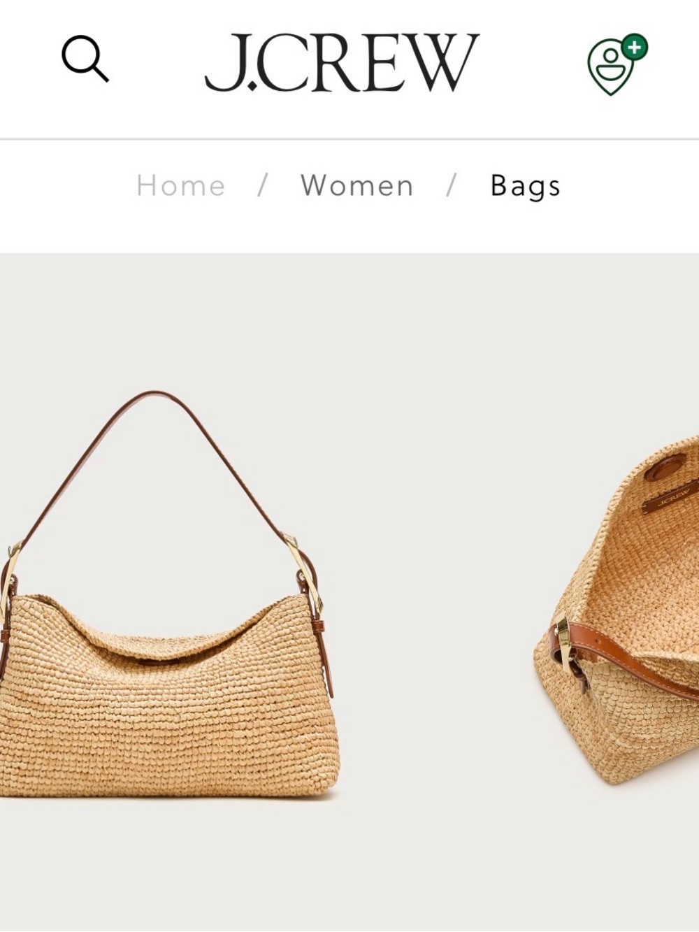 J.Crew Berkeley Raffia Shoulder Bag Cross Body bag with Leather Trim